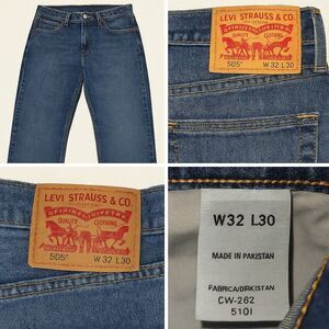 Levi’s 505 Men’s Jeans W32 L30 Blue Denim Straight Leg Regular Fit Zip Fly